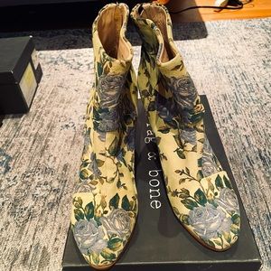 Rag & Bone NEW IN BOX yellow suede floral Newbury boots size 40/10